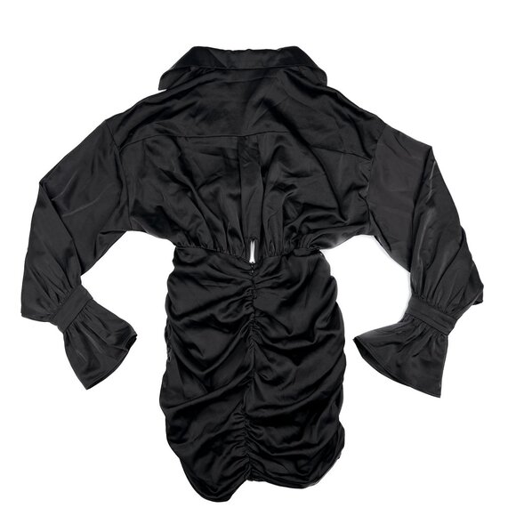 The Sang Black Satin Knot-Tie‎ Cutout Mini Dress Size S - NWOT - Picture 3 of 11